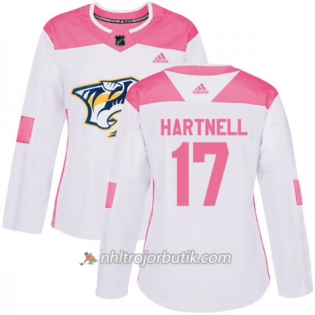 Dame Ishockey Nashville Predators Tröja Scott Hartnell 17 Adidas 2017-2018 Vit Rosa Fashion Authentic